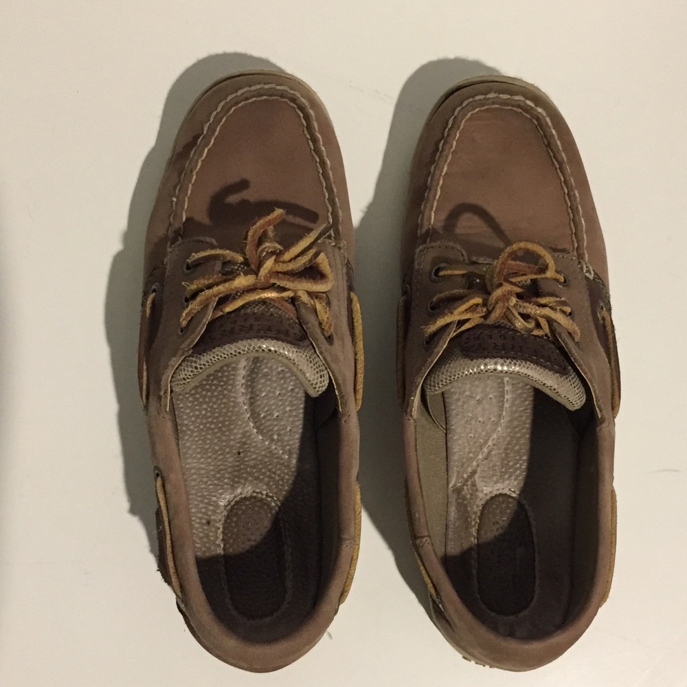 Brown and Gold-Colored Sperry Top-Sider Shoes